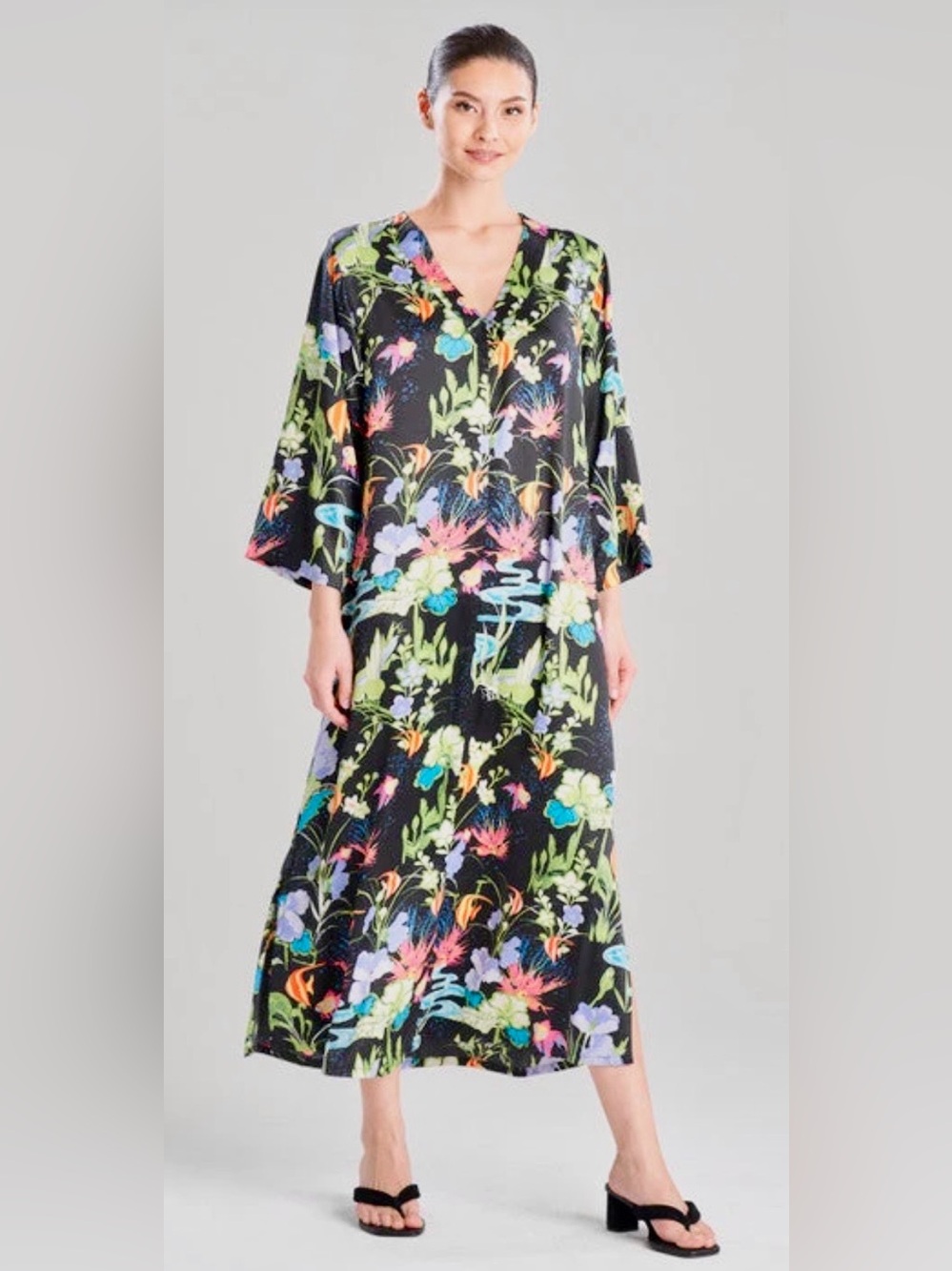 N Natori Lotus Pond Zip Caftan